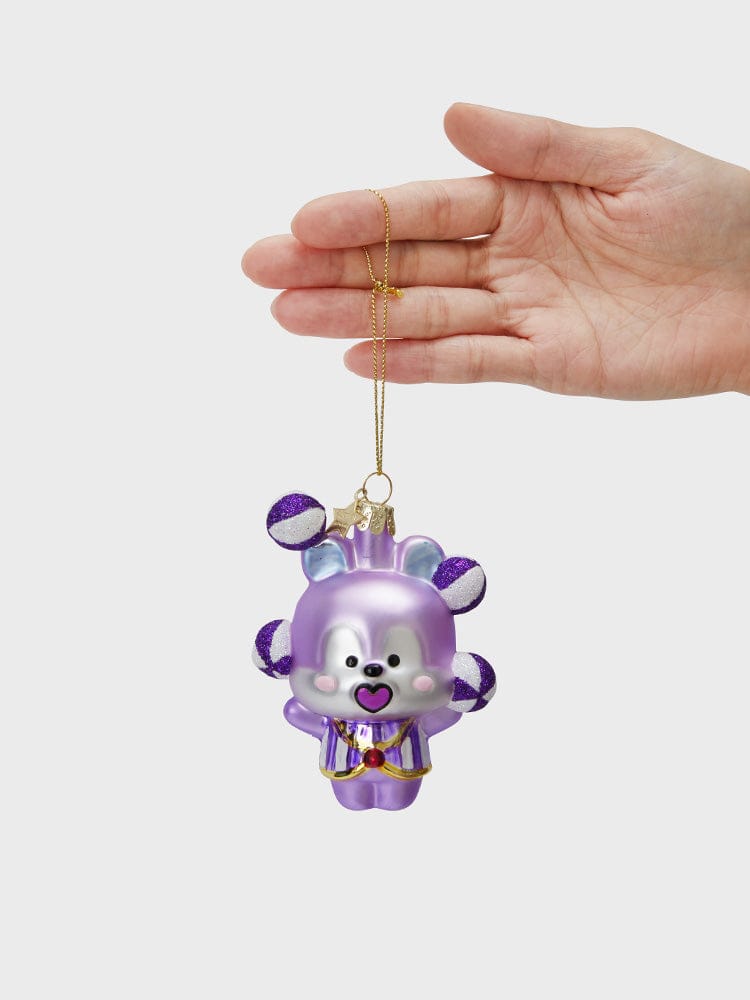 [Family Sale] BT21 VONDELS MANG ORNARMENT porte-clés LINE FRIENDS Mang poney danseur masqué sur main, fond clair