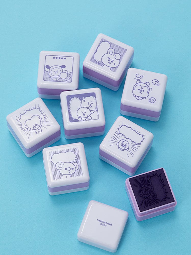 BT21 RANDOM SPEECH BUBBLE STAMP TODAY'S FACE (1P) LINE FRIENDS : tampons carrés bulles de parole sur fond bleu