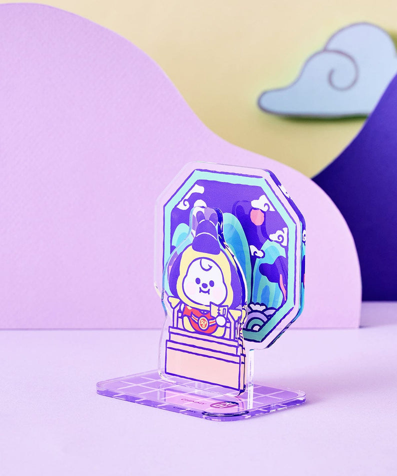 BT21 CHIMMY BABY ACRYLIC STAND K-EDITION ver.2 : support acrylique officiel LINE FRIENDS sur bureau, design CHIMMY violet
