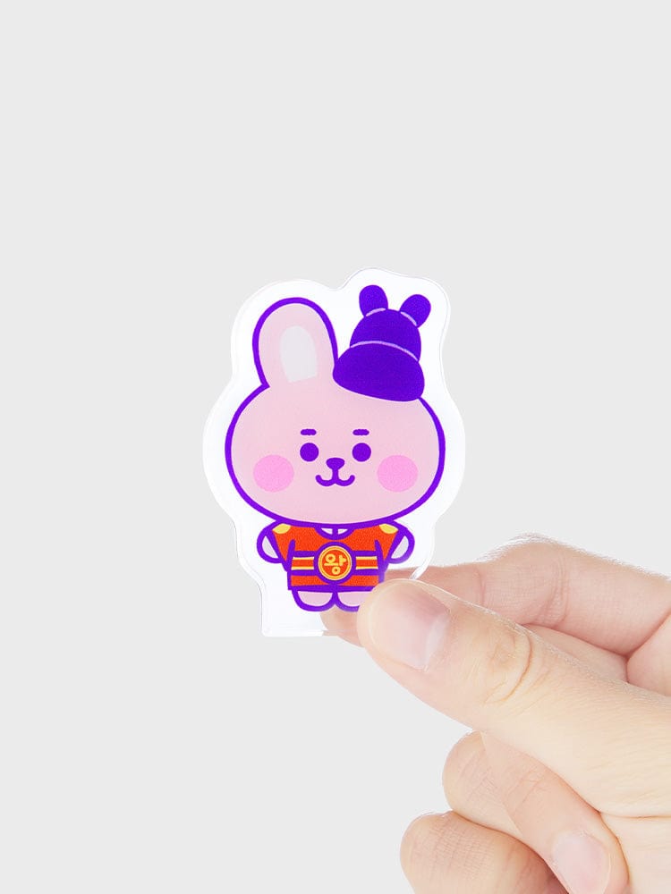 BT21 COOKY BABY MINI ACRYLIC STAND K-EDITION ver.2 : mini support acrylique officiel LINE FRIENDS, motif COOKY tient en main