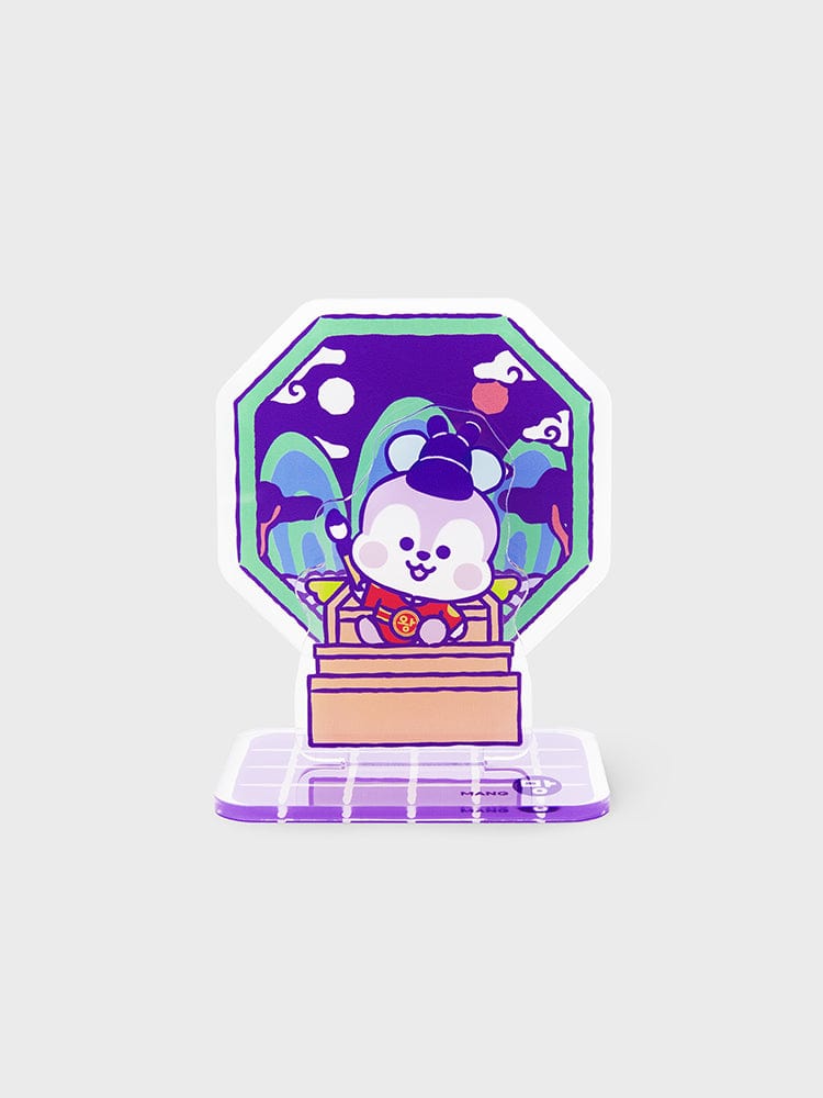 BT21 MANG BABY ACRYLIC STAND K-EDITION ver.2 : support acrylique officiel LINE FRIENDS, poney danseur masqué décoré.