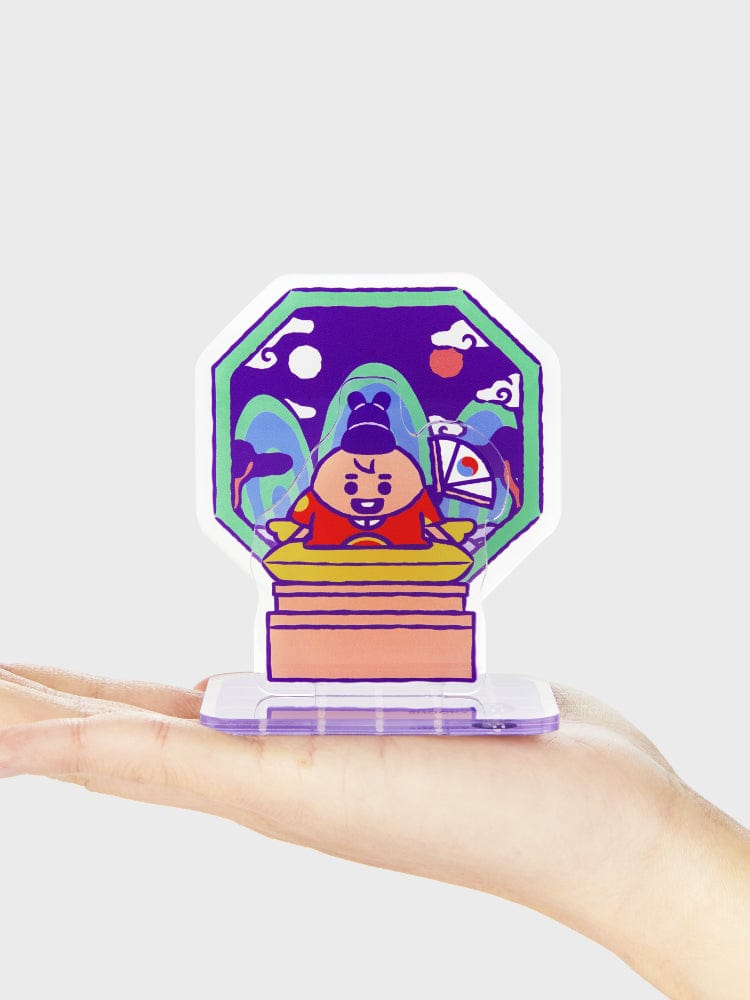 BT21 SHOOKY BABY ACRYLIC STAND K-EDITION ver.2 : support acrylique SHOOKY dans la main, design coloré LINE FRIENDS