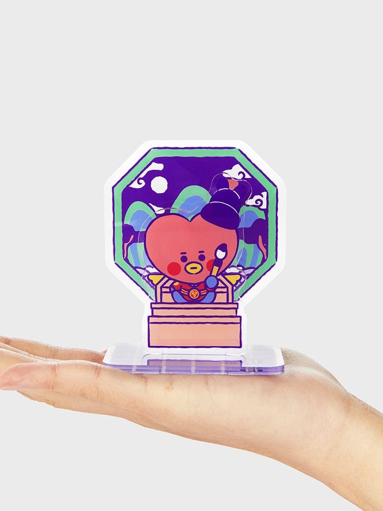 BT21 TATA BABY ACRYLIC STAND K-EDITION ver.2, porte-cartes en acrylique LINE FRIENDS, design TATA sur fond clair.