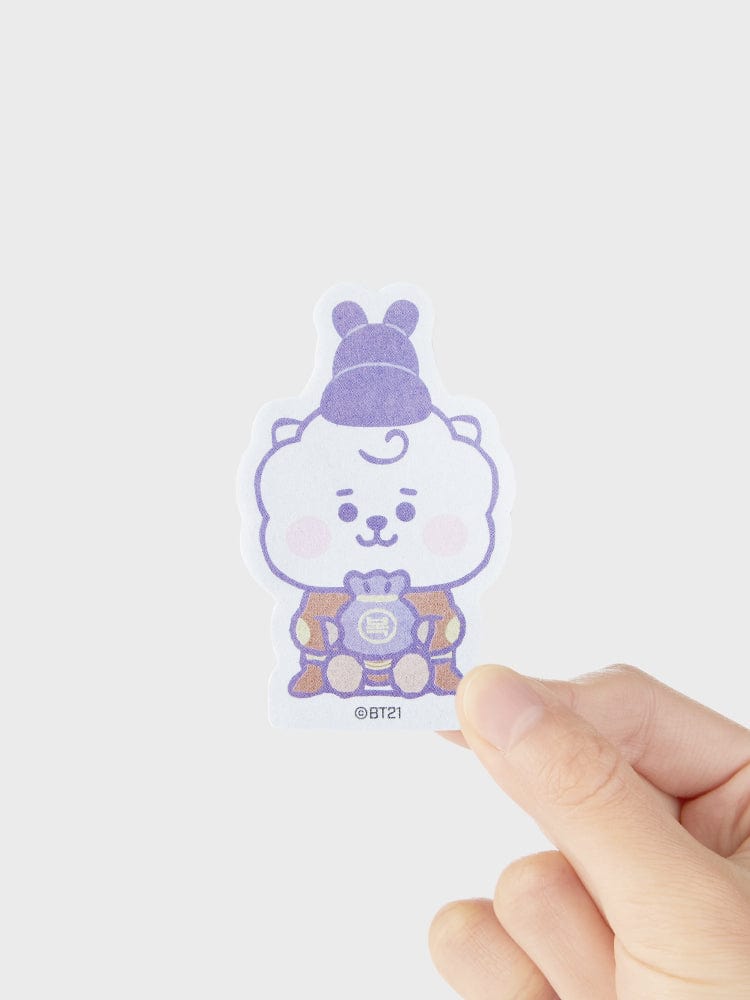BT21 RJ BABY MEMO NOTEPADS K-EDITION ver.2 : mémo BTS RJ alpaga, main tenant le bloc, papeterie LINE FRIENDS