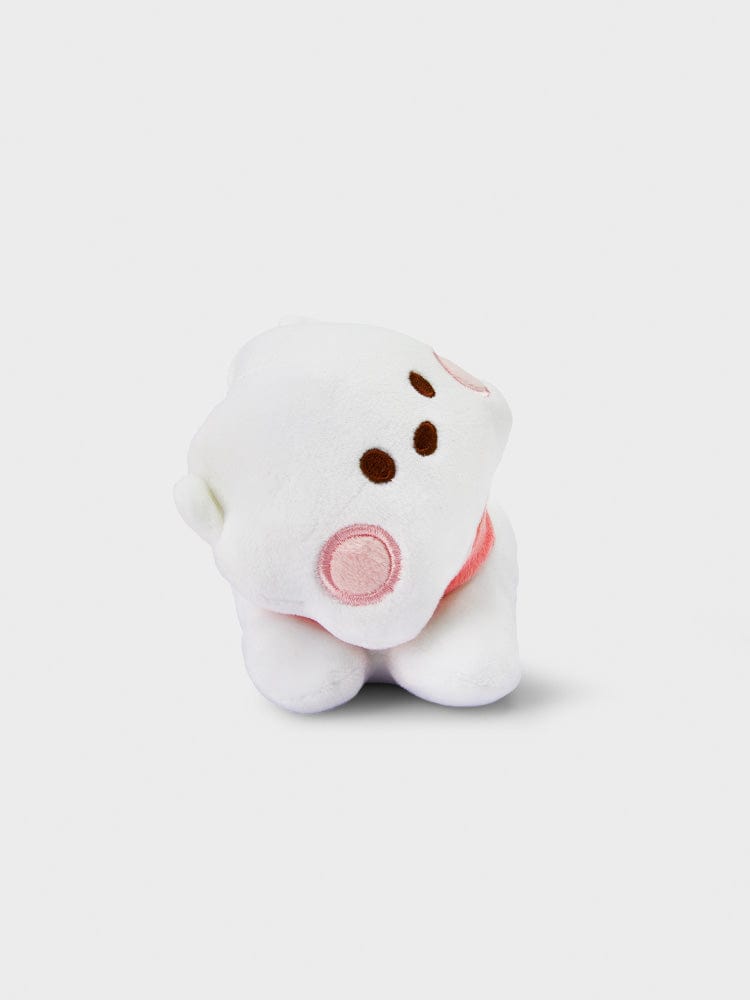 BT21 RJ minini LYING DOLL : peluche alpaga RJ Jin BTS, allongée, sur fond clair, look minimaliste officiel.