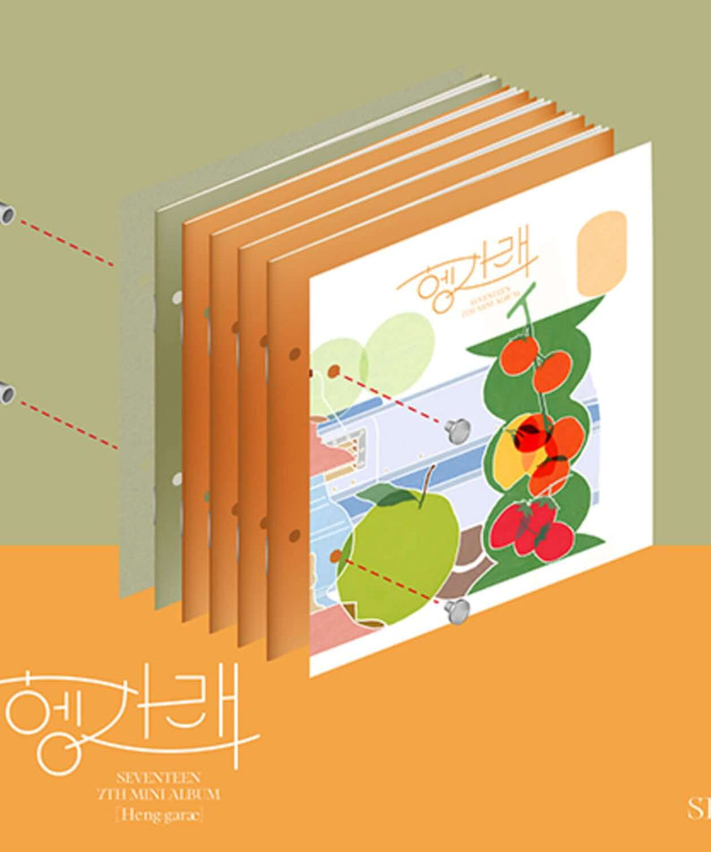 SEVENTEEN - [Heng:garae] ( VER.) - Album Kpop : pochettes vert/orange avec graphismes, collection SEVENTEEN