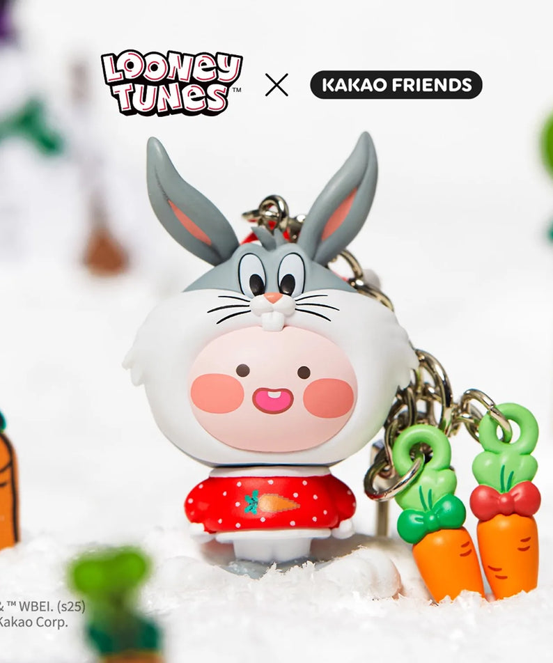 KAKAO FRIENDS  Looney Tunes X Friends Carrot Bugs Bunny Figure Keychain Little Apeach