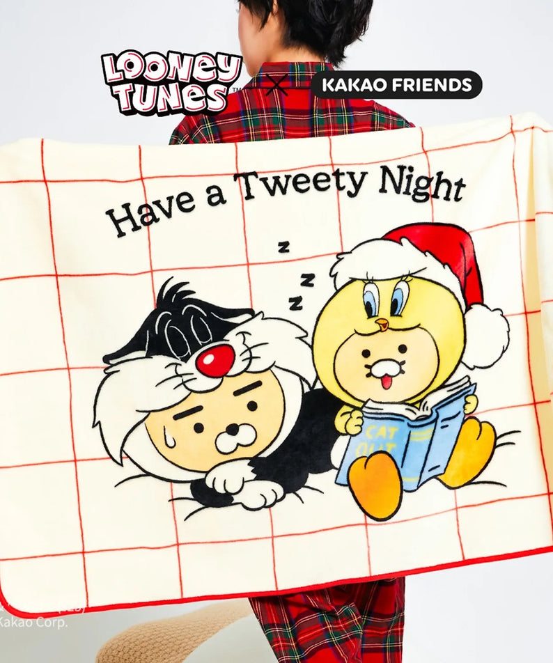 KAKAO FRIENDS  Looney Tunes X Friends Blanket Little Ryan & Baby Chunsik
