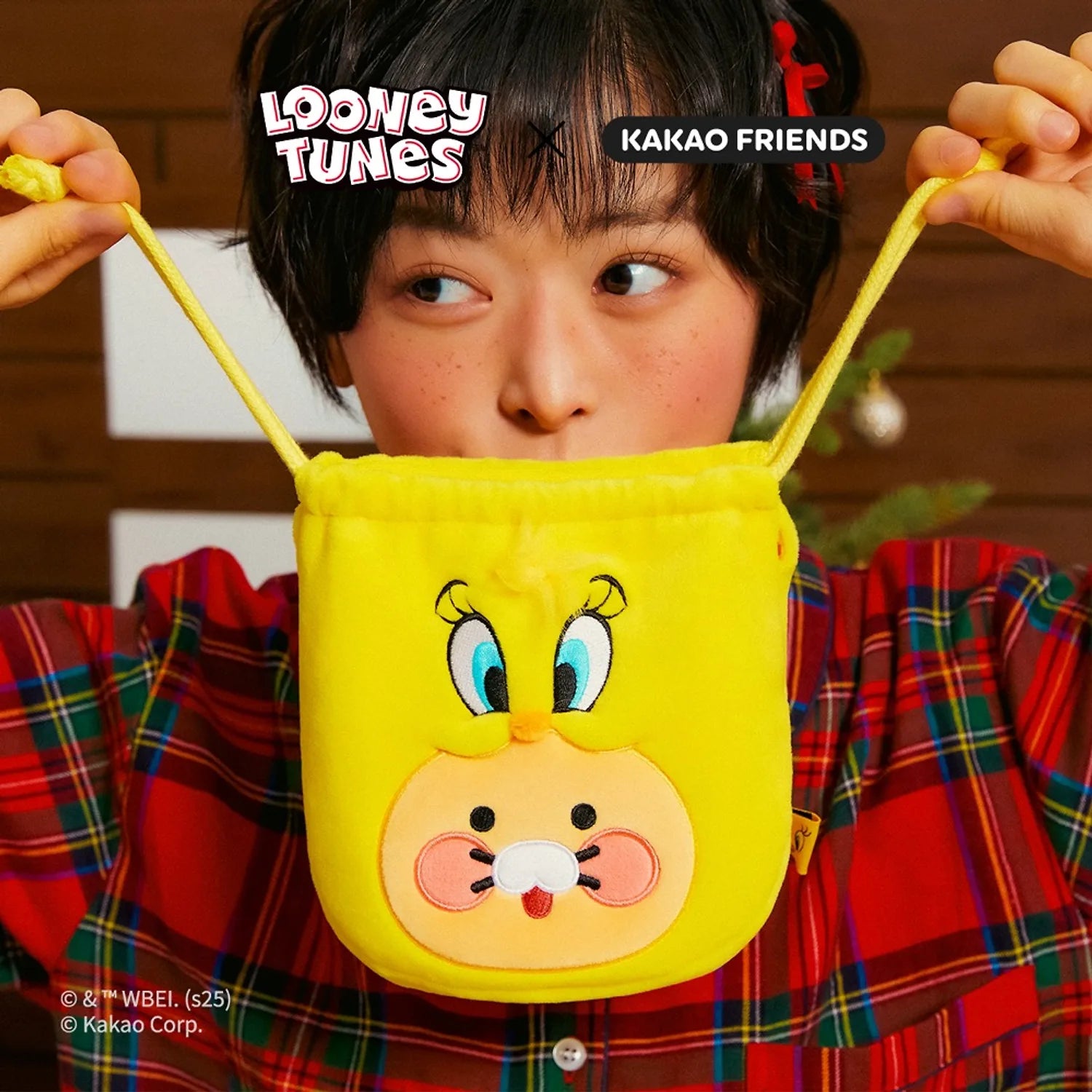 KAKAO FRIENDS  Looney Tunes X Friends Tweety Face Pouch Baby Chunsik
