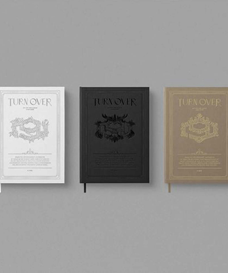 SF9 - 9th Album [TURN OVER] (S ver. + F ver. + 9 ver.) Standard - Album Kpop, trois pochettes sur fond gris.