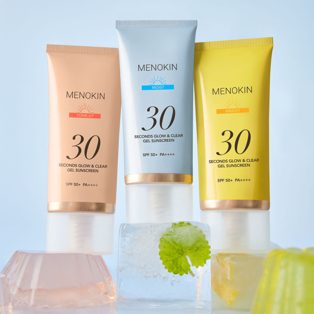 MENOKIN 30 Secondes Gel Crème Solaire Glow & Clear Tone-Up SPF50+ 50 ml