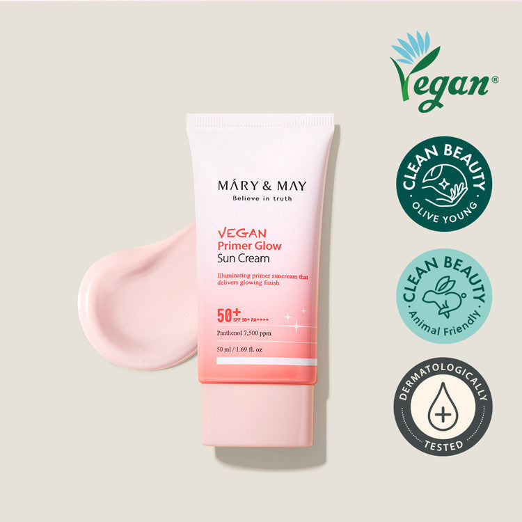 MARY & MAY Vegan Primer Glow Sun Cream SPF 50+ 50ml en stock sur Ma Petite Corée