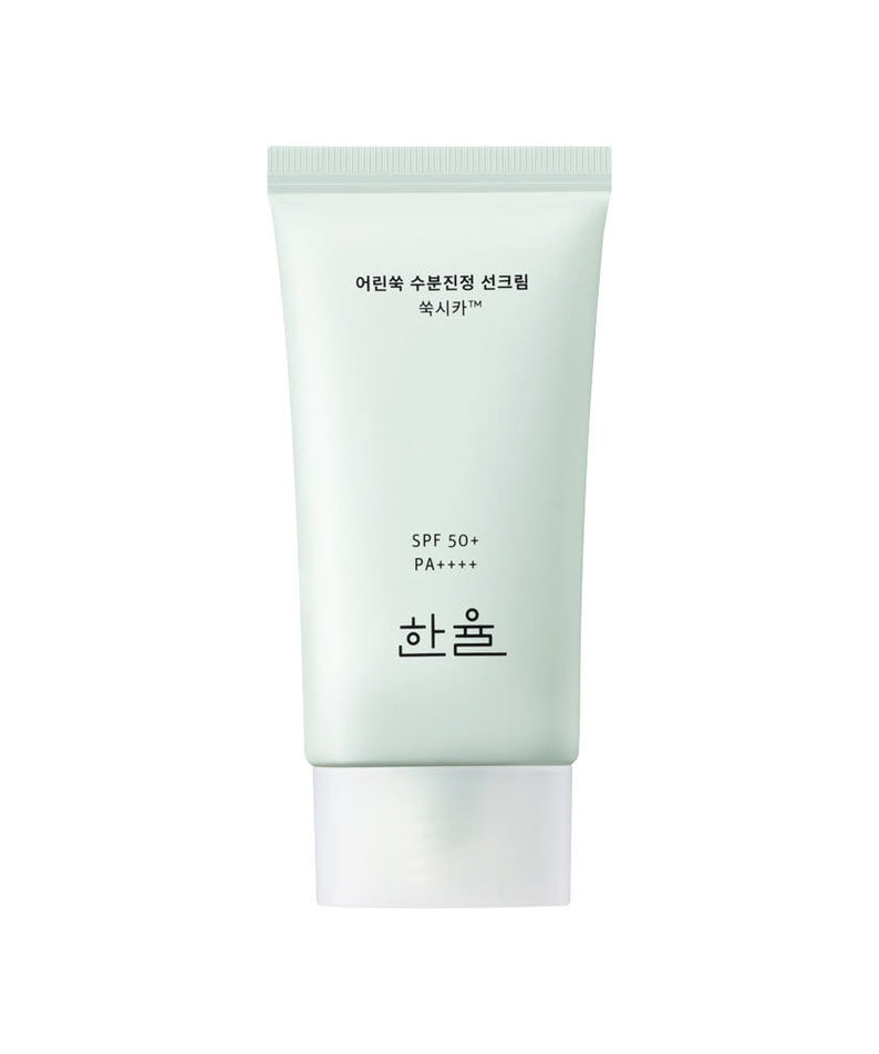HANYUL Pure Artemisia Watery Calming Sun Cream 50mL crème solaire apaisante hydratante avec SPF élevé, tube de 50ml.