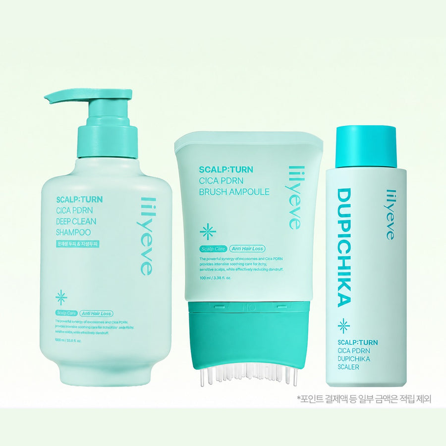 LILYEVE Scalpturn Shampoo, Brush Ampoule & Scalp Scaler 3-Piece Set