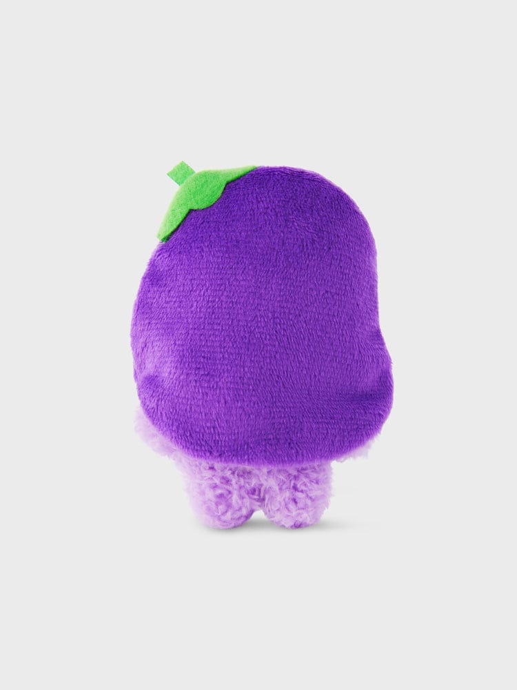 BT21 MANG mini minini VEGGIE DOLL, peluche violette et verte sur fond clair, mini décor chambre marque BT21